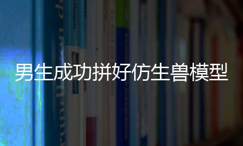 男生成功拼好仿生獸模型，喜悅與成就的見證