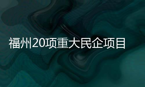 福州20項重大民企項目簽約 總投資超230億元