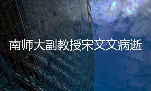 南師大副教授宋文文病逝，享年41歲，文化英才隕落實屬遺憾