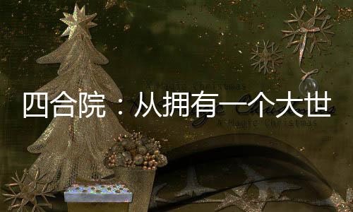 四合院：從擁有一個大世界開始