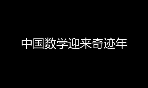 中國(guó)數(shù)學(xué)迎來(lái)奇跡年