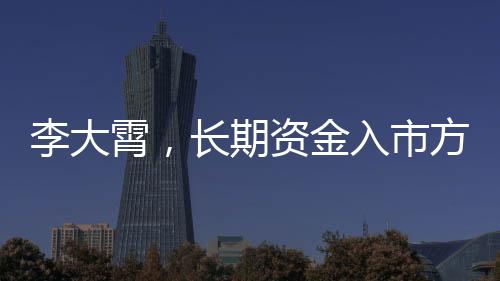 李大霄，長期資金入市方案是特大利好