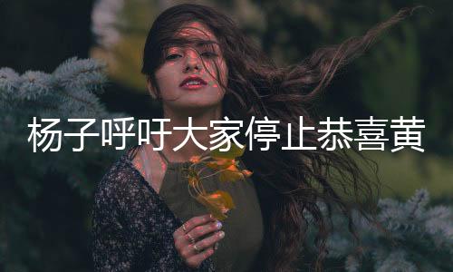 楊子呼吁大家停止恭喜黃圣依，真相背后的故事