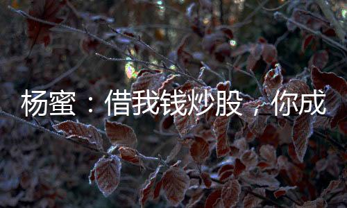 楊蜜：借我錢炒股，你成首富了？