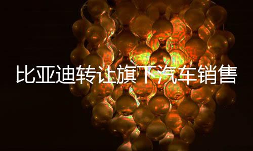 比亞迪轉(zhuǎn)讓旗下汽車銷售公司，重塑產(chǎn)業(yè)鏈布局