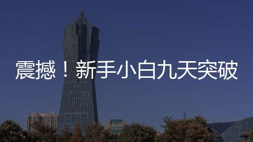 震撼！新手小白九天突破難關(guān)，賺得十二萬，小游戲成為新財富密碼