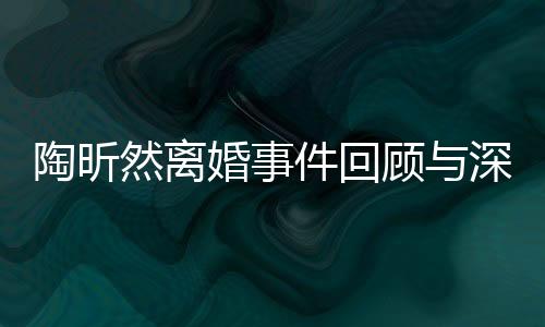 陶昕然離婚事件回顧與深度解析