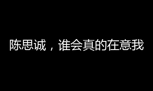 陳思誠，誰會真的在意我是誰