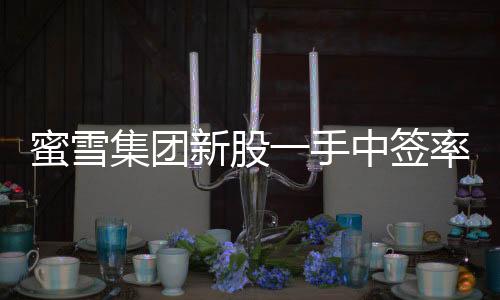 蜜雪集團(tuán)新股一手中簽率揭曉，8%，投資者熱情持續(xù)高漲