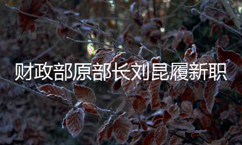 財(cái)政部原部長劉昆履新職，展望未來的財(cái)政藍(lán)圖