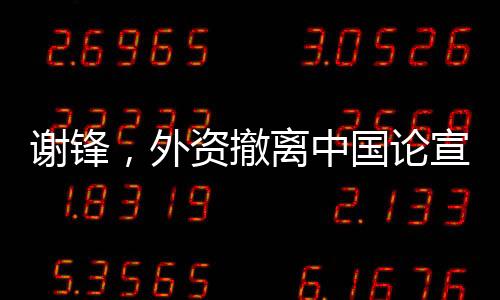 謝鋒，外資撤離中國論宣告破產(chǎn)